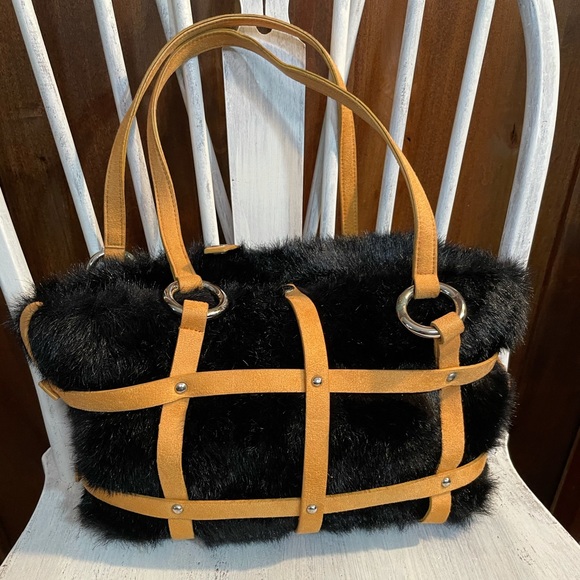 Vintage Handbags - Vintage 70’s Faux Fur Bag